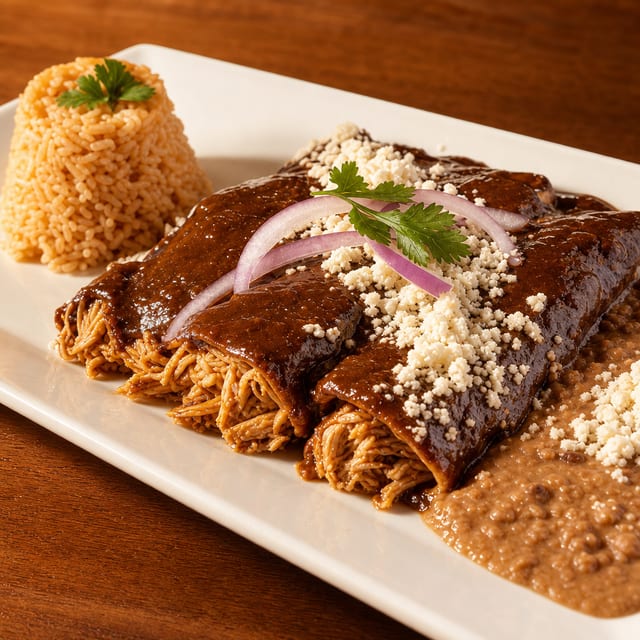 Mole Poblano Enchiladas.